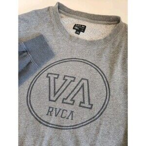 RVCA Sweatshirt Men's L Gray Long Sleeve Crewneck Pullover VA‎ Logo Cotton Blend